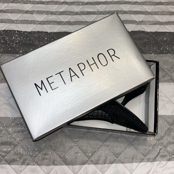 {Metaphor} Black Textured Pointed-Toe Heels/Kitten Heels – Size 7 – New in Box - Picture 10 of 11